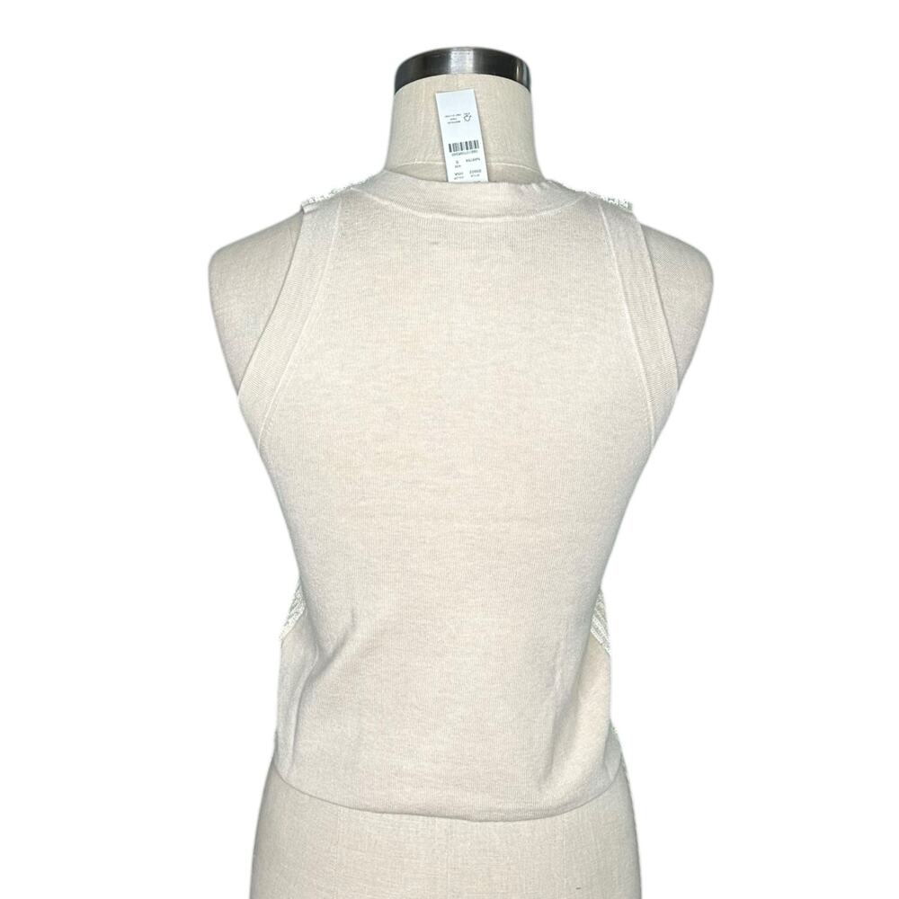 J. CREW COLLECTION Cream Sequin Cropped Sleeveless Blouse Tank Top Size S NWT - Picture 3 of 9